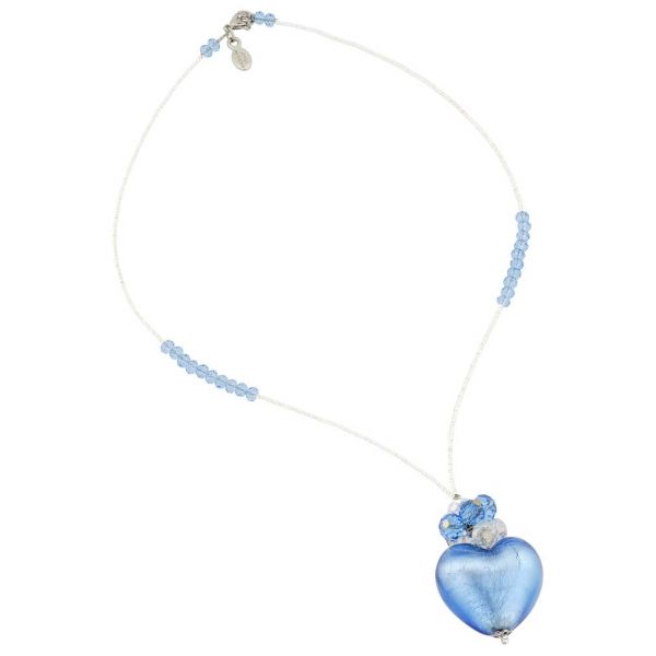 Venetian Love Heart Necklace - Sky Blue