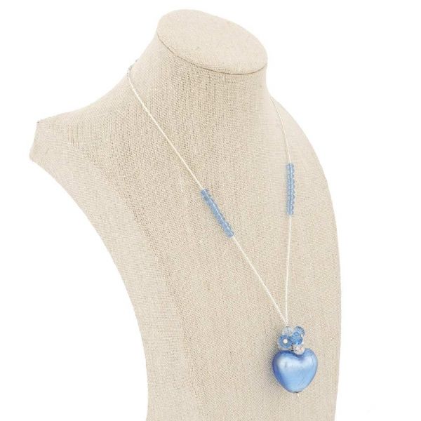 Venetian Love Heart Necklace - Aqua Blue