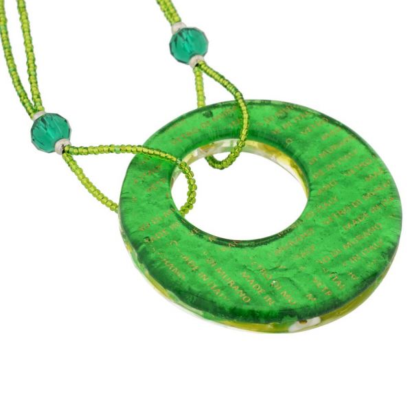 Murano Lava Necklace - Silver and Green