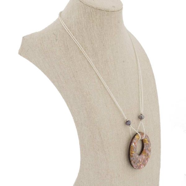 Murano Lava Necklace - Pink and Gold