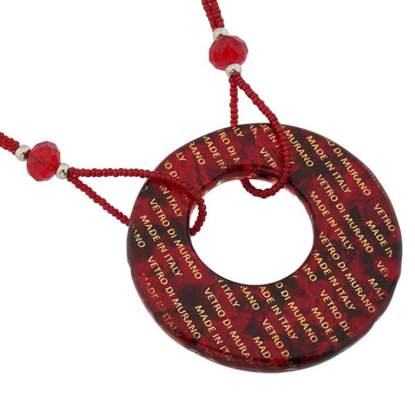 Murano Lava Necklace - Red and Gold