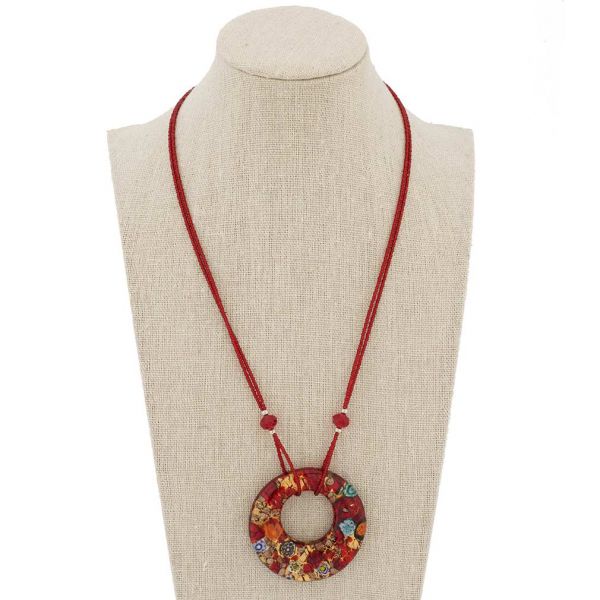 Murano Lava Necklace - Red and Gold