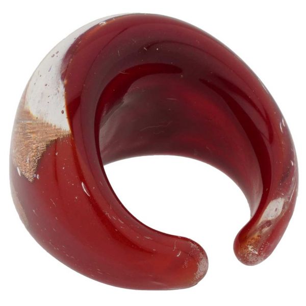 Murano Ring In Domed Design - Ruby Red