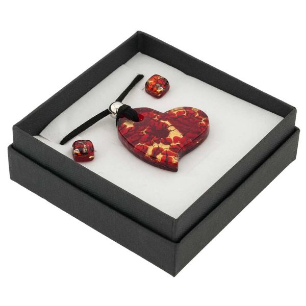 Venetian Reflections Heart Necklace and Earrings Set