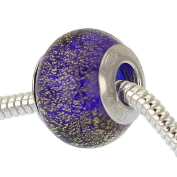 Sterling Silver Ca D\'Oro Blue Murano Glass Charm Bead