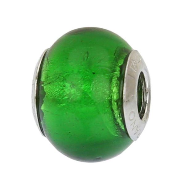 Sterling Silver Green Murano Glass Charm Bead