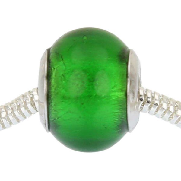 Sterling Silver Green Murano Glass Charm Bead