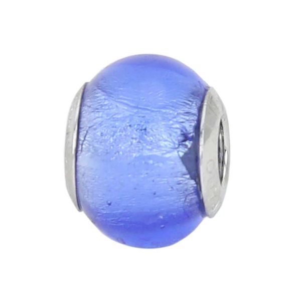 Sterling Silver Blue Murano Glass Charm Bead