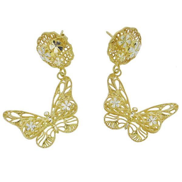 Murano Earrings | Butterfly Sterling Silver Gold-Plated Earrings