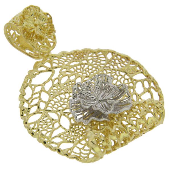 Italian Rose Sterling Silver Gold-Plated Pendant