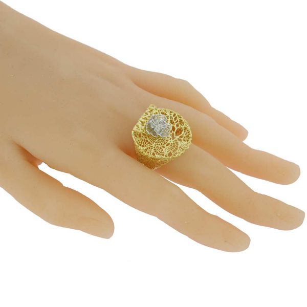 Italian Rose Sterling Silver Gold-Plated Ring