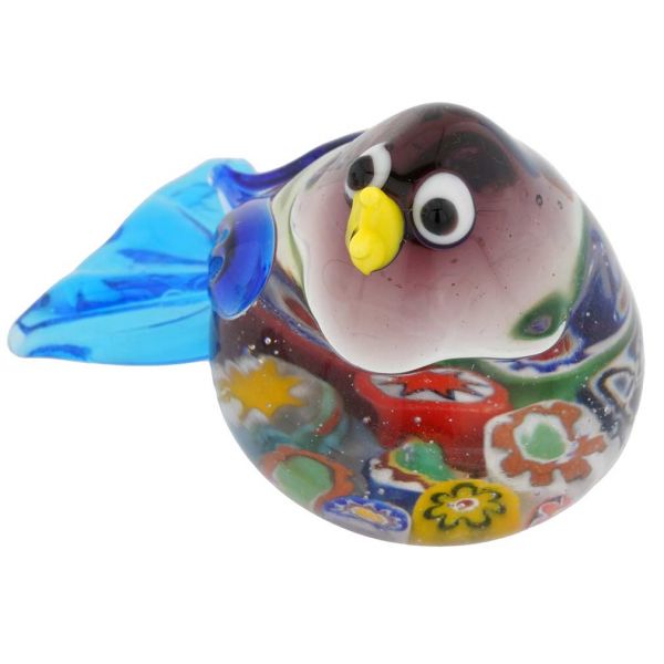 Murano Glass Baby Bird - Millefiori Blue