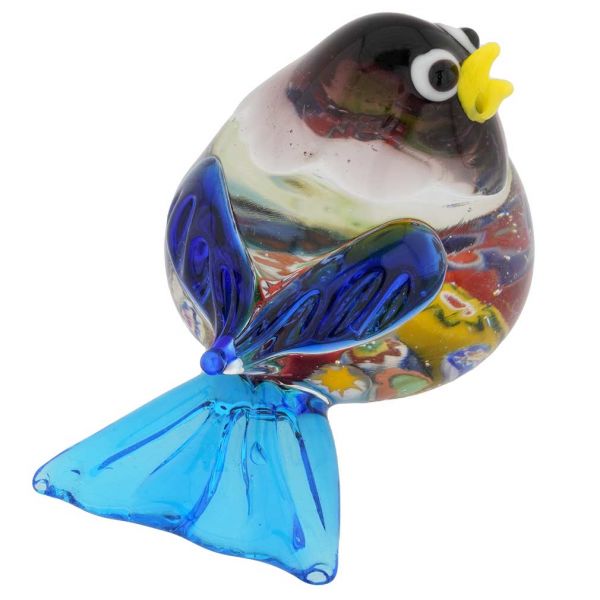 Murano Glass Baby Bird - Millefiori Blue