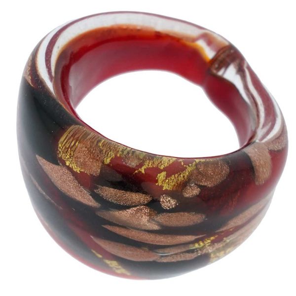 Murano Ring In Domed Design - Red