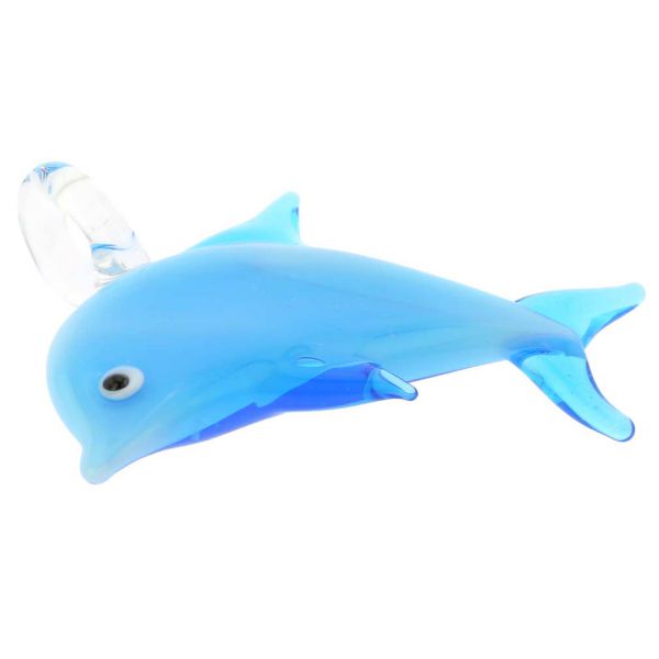 Murano Glass Dolphin Pendant - Blue