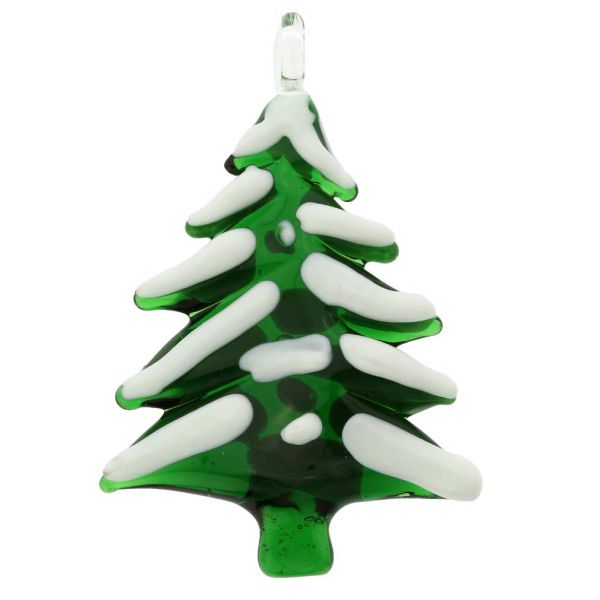 Murano Glass Snow-Covered Christmas Tree Ornament