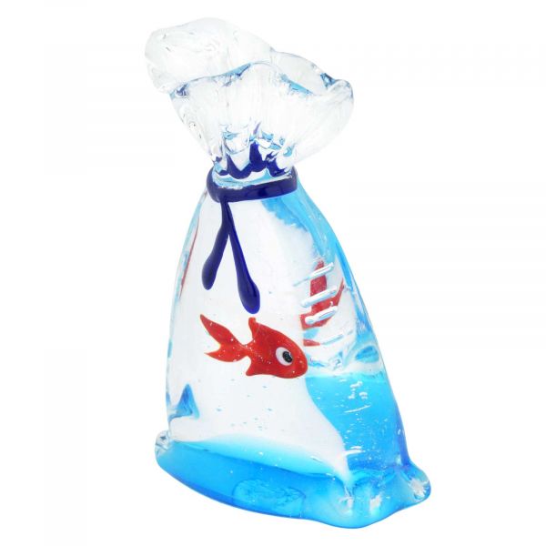 Murano Glass Aquarium Bag With Tropical Fish - 3 inches