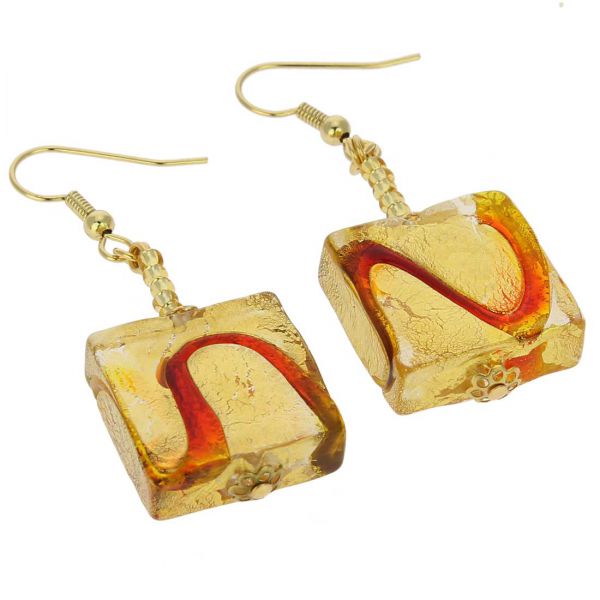 Royal Red Squares Earrings