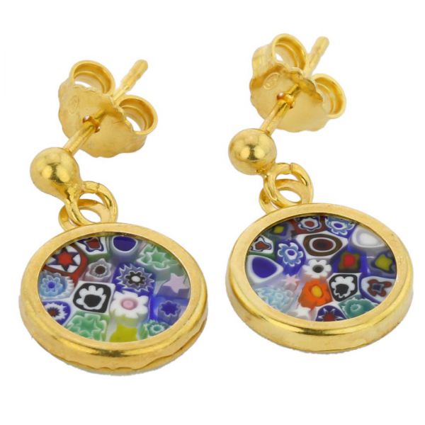 Millefiori Earrings in Gold-Plated Frame \"Multicolor\"