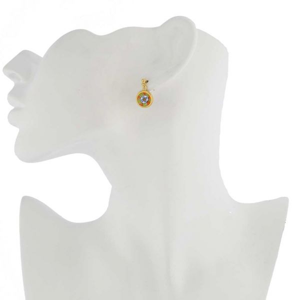 Murano Earrings | Murano Millefiori stud earrings in gold-plated frame