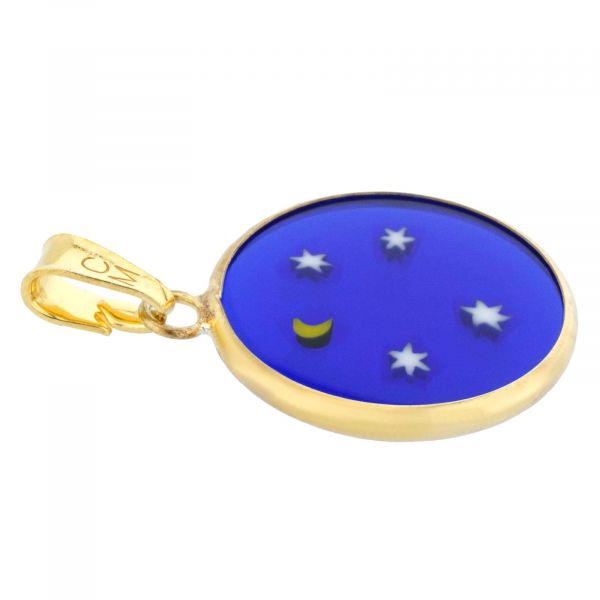 Small Millefiori Pendant \"Starry Night\" in Gold-Plated Frame 18mm