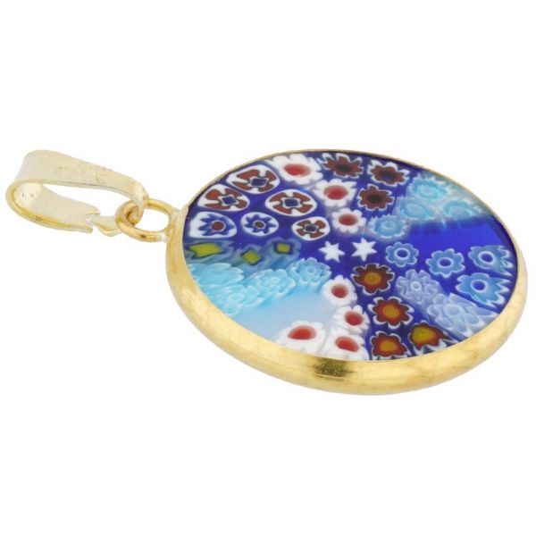 Small Millefiori Pendant in Gold-Plated Frame 18mm