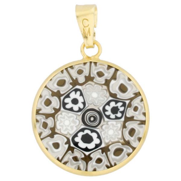 Small Millefiori Pendant in Gold-Plated Frame 18mm