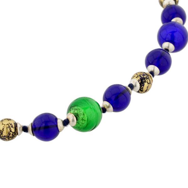 Antique Venetian Beads Murano Glass Necklace - Aqua