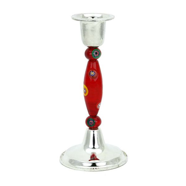 Red Mosaic Murano Glass Candle Holder