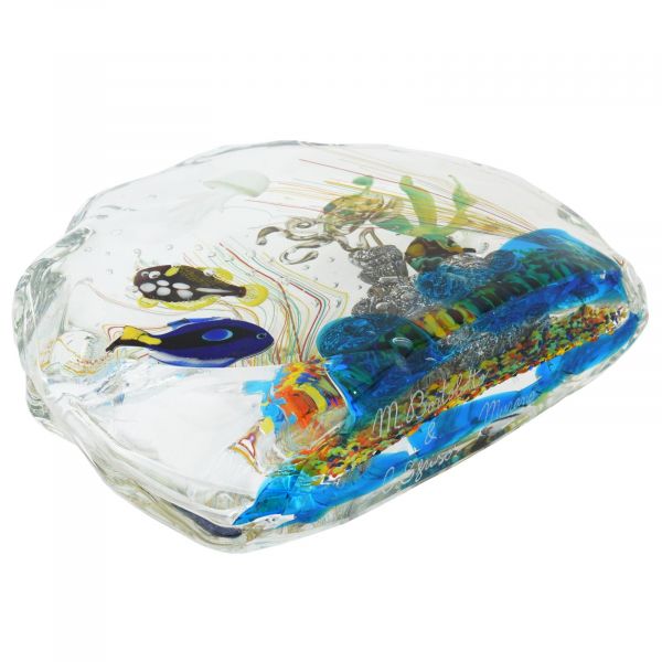 Large Murano Glass Aquarium With Fish And Sea Life