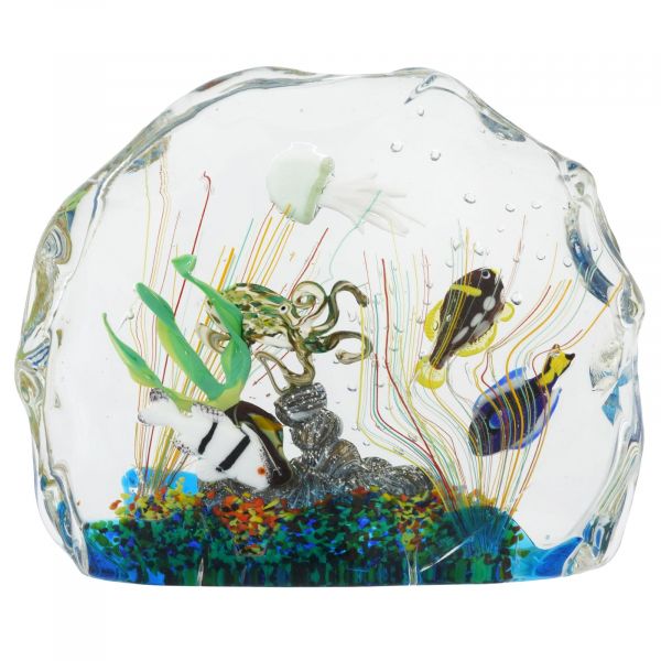 Large Murano Glass Aquarium With Fish And Sea Life