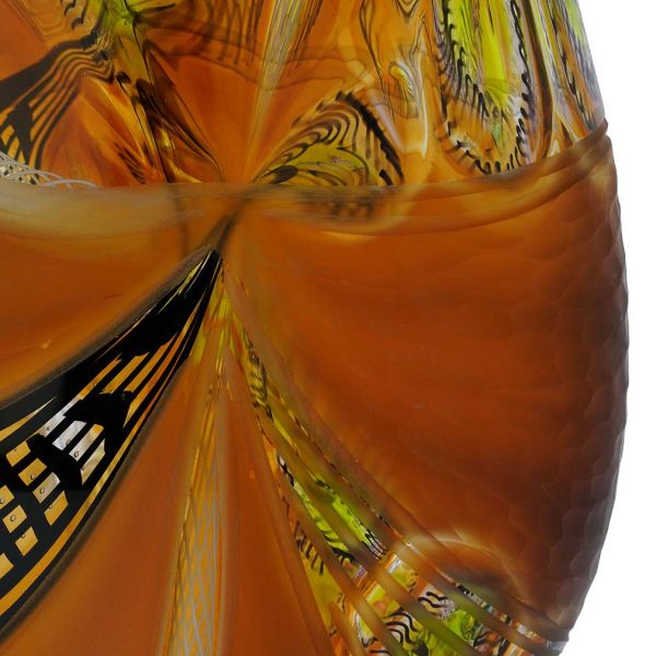 Battuto Murano Glass Vase - Amber Brown
