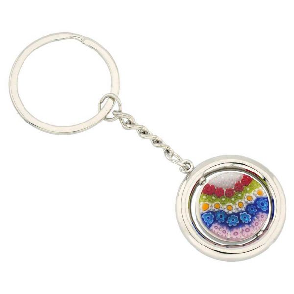 Murano Keychains | Murano Millefiori Disk Keychain - Multicolor