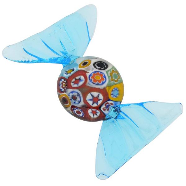 Murano Glass Millefiori Candy - Aqua Blue