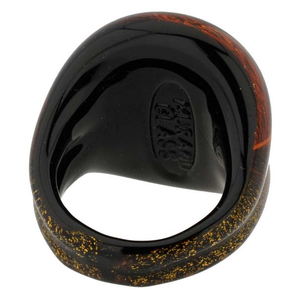 Murano Glass Domed Cocktail Ring - Golden Brown
