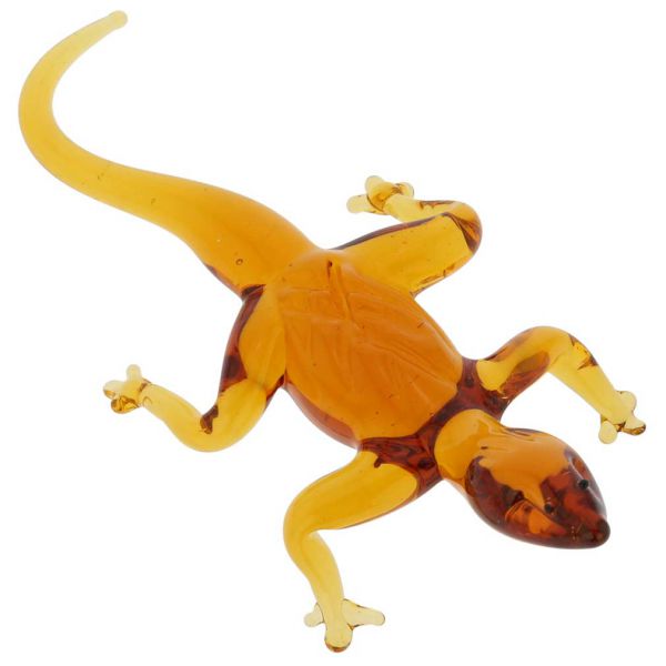 Murano Sculptures | Murano Glass Lizard - Golden Brown