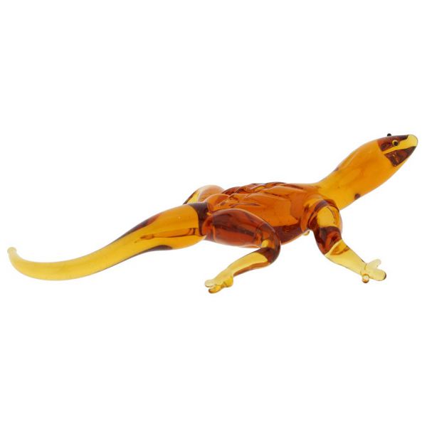 Murano Sculptures | Murano Glass Lizard - Golden Brown