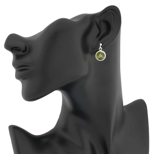 Silver-Framed Millefiori Earrings