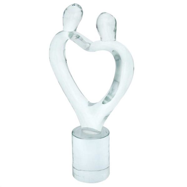 Vintage Murano Glass Lovers Heart Transparent Sculpture by Renato Anatra