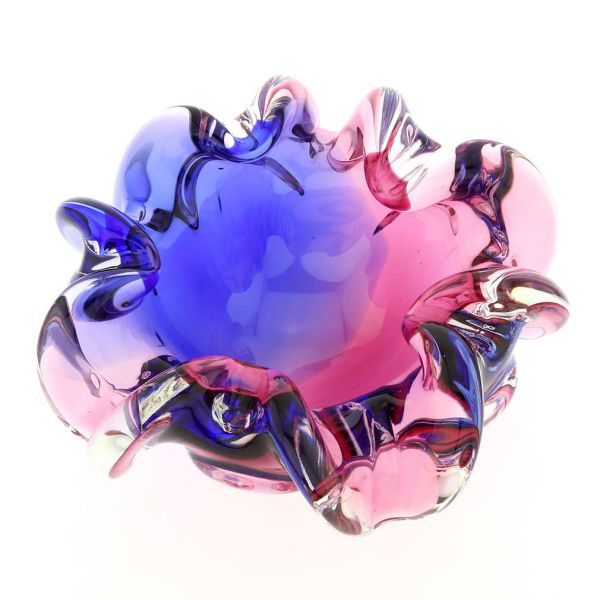 Murano Glass Sommerso Centerpiece Bowl - Rose and Blue