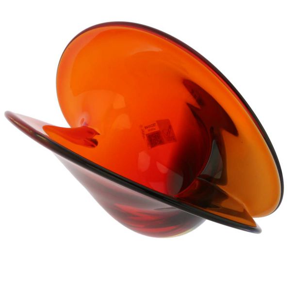 Clam Seashell Murano Glass Bowl - Red Blue Amber