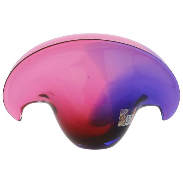 Clam Seashell Murano Glass Bowl - Rose and Blue