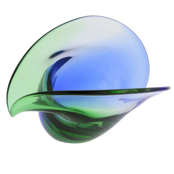 Clam Seashell Murano Glass Bowl - Green and Blue