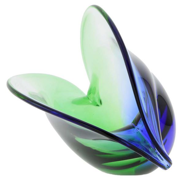 Clam Seashell Murano Glass Bowl - Green and Blue
