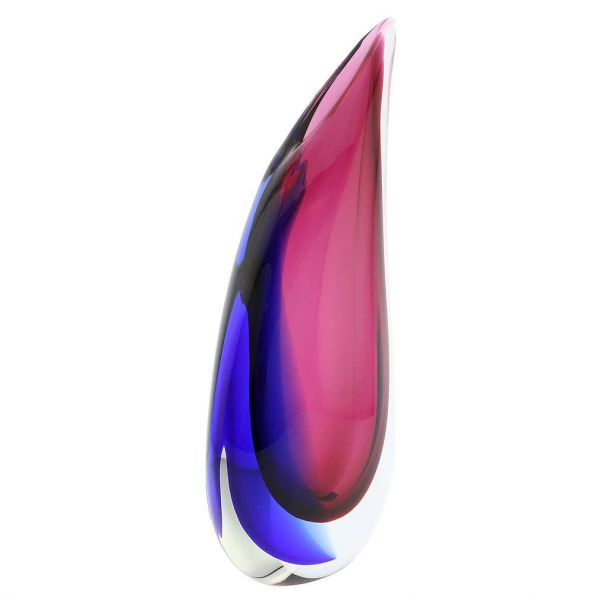 Murano Glass Sommerso Wave Vase - Rose and Blue