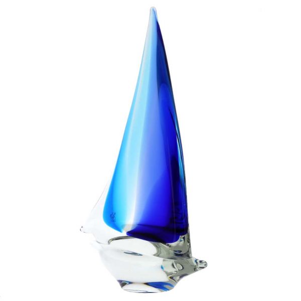Murano Glass Large Sailboat - Aqua Blue