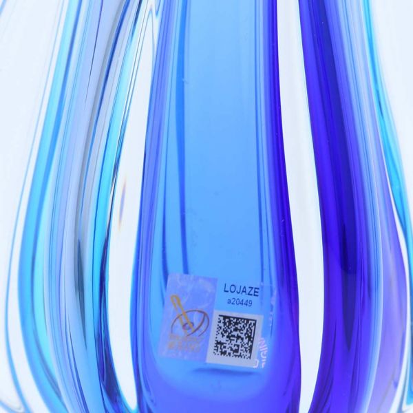 Murano Glass Sommerso Ribbed Bud Vase - Aqua Blue