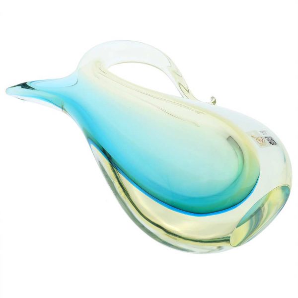 Murano Glass Sommerso Pitcher Vase - Amber Aqua
