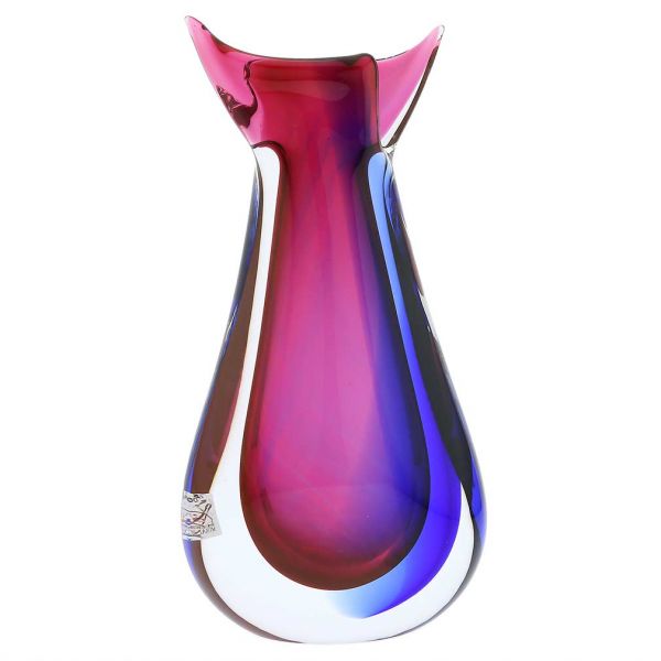 Murano Glass Sommerso Bud Vase - Rose and Blue
