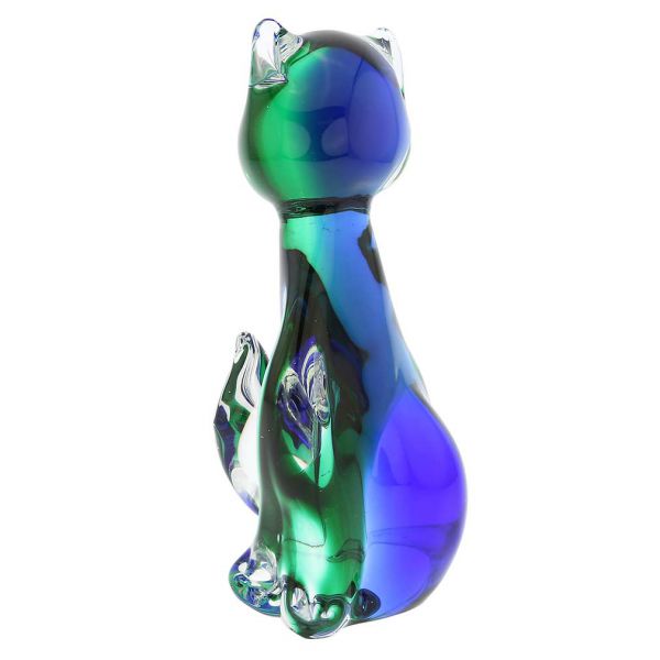 Murano Glass Cat - Blue and Green